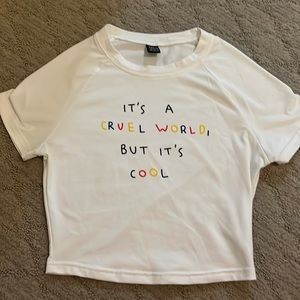 White cropped graphic tee